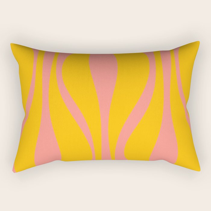 Mid Century Modern Abstract Lounge Pattern in Yellow Orange and Pink Coral Rectangular Pillow Gallery Image 2