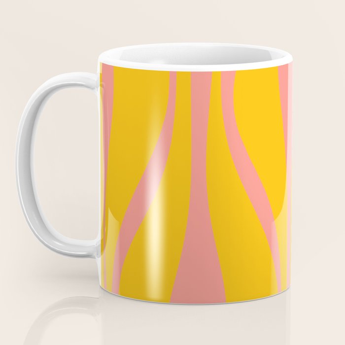 Mid Century Modern Abstract Lounge Pattern in Yellow Orange and Pink Coral Coffee Mug Gallery Image 3