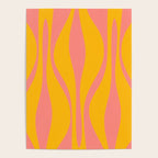 Mid Century Modern Abstract Lounge Pattern in Yellow Orange and Pink Coral Poster Gallery Image 4