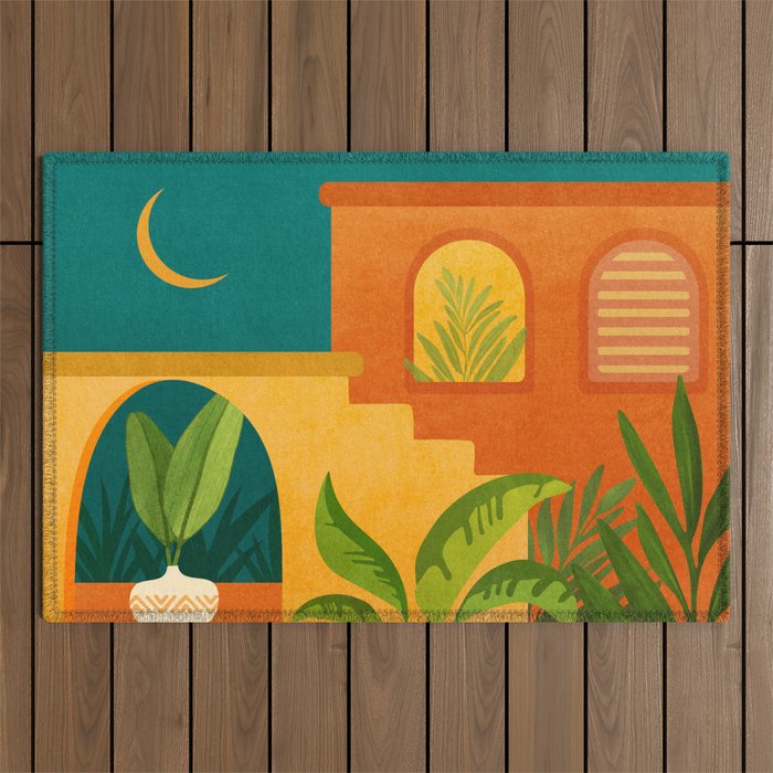 Moonlight Villa Colorful Landscape Outdoor Rug Gallery Image 1