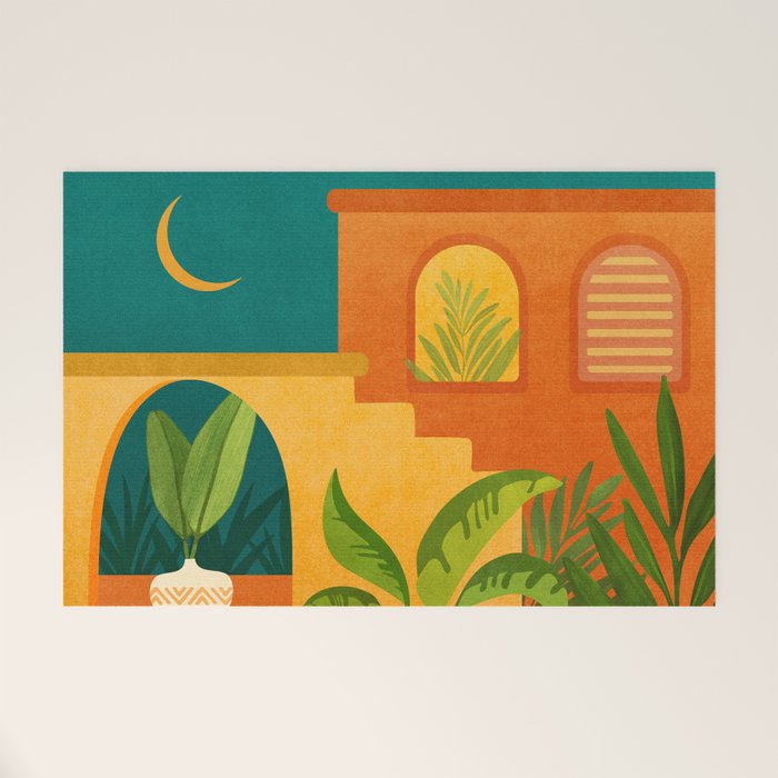 Moonlight Villa Colorful Landscape Welcome Mat Gallery Image 1