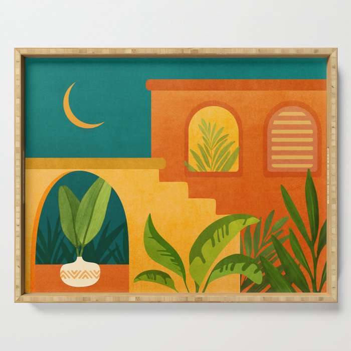 Moonlight Villa Colorful Landscape Serving Tray Gallery Image 1