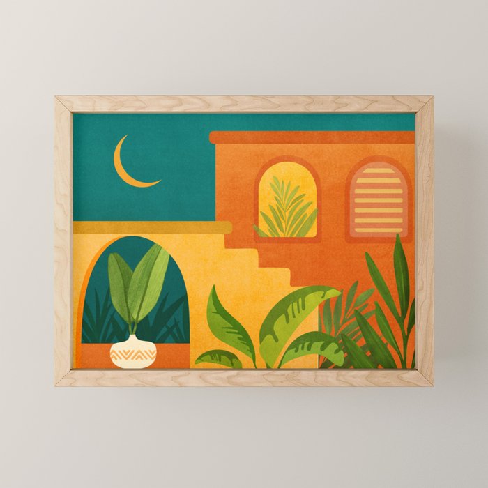 Moonlight Villa Colorful Landscape Mini Art Print Gallery Image 1