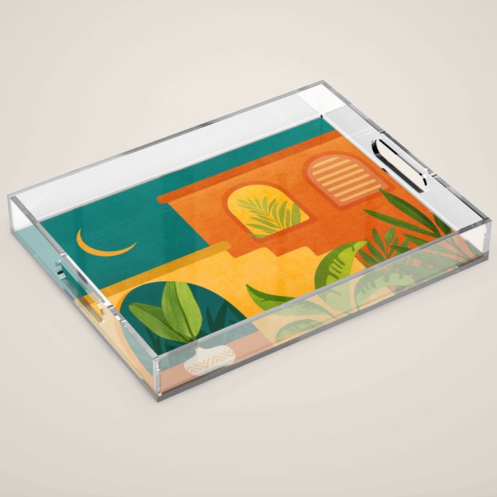 Moonlight Villa Colorful Landscape Acrylic Tray Gallery Image 1