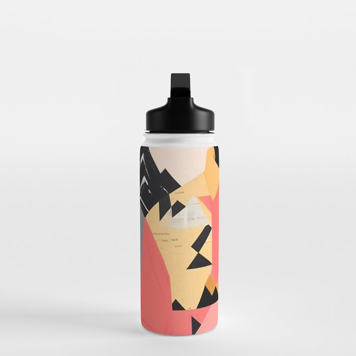Winter Companion, Dog Pet Black Man Collage, Frosty Snow Mountain Travel Adventure, Eclectic Texture Concept Contemporary Modern Graphic Design Water Bottle Gallery Image 3