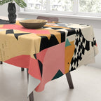 Winter Companion, Dog Pet Black Man Collage, Frosty Snow Mountain Travel Adventure, Eclectic Texture Concept Contemporary Modern Graphic Design Tablecloth Gallery Image 3