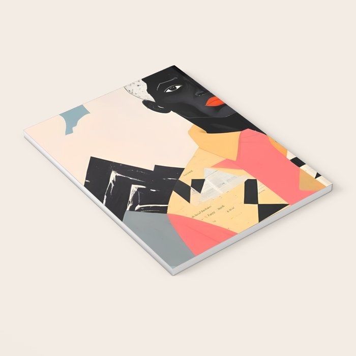 Winter Companion, Dog Pet Black Man Collage, Frosty Snow Mountain Travel Adventure, Eclectic Texture Concept Contemporary Modern Graphic Design Notebook Gallery Image 3
