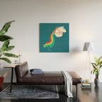 Fat Unicorn on Rainbow Jetpack Wood Wall Art Gallery Image 2