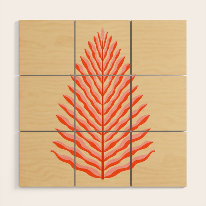 Pink and Red Organic Leaf Wood Wall Art Gallery Image 1