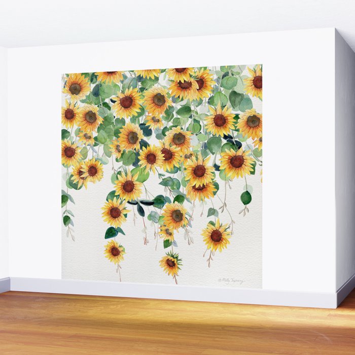 Sunflowers and Eucalyptus Garland  Wall Mural Gallery Image 2