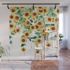 Sunflowers and Eucalyptus Garland  Wall Mural Gallery Image 1