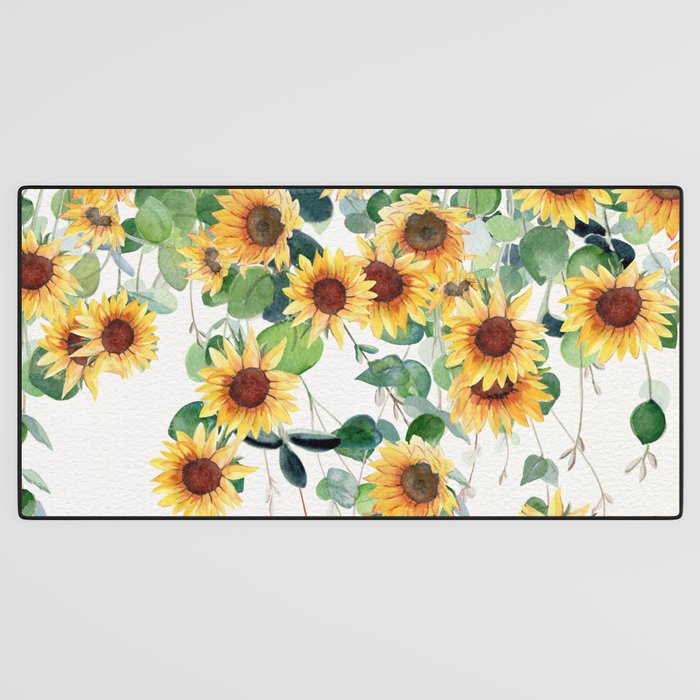 Sunflowers and Eucalyptus Garland  Desk Mat Gallery Image 3