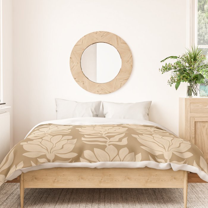 Beige Modern Abstract Flowers Duvet Cover Gallery Image 3