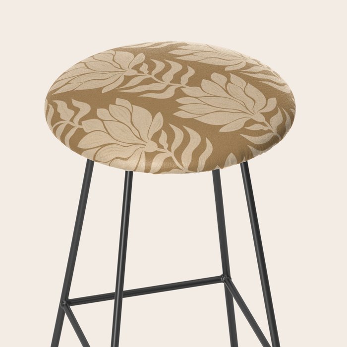 Beige Modern Abstract Flowers Stool Gallery Image 2