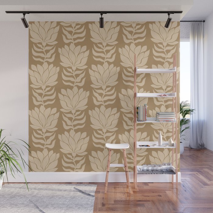 Beige Modern Abstract Flowers Wall Mural Gallery Image 1
