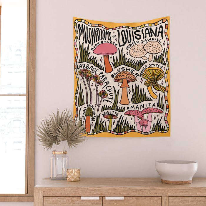 Mushrooms of Louisiana Wall Tapestry Gallery Image 2