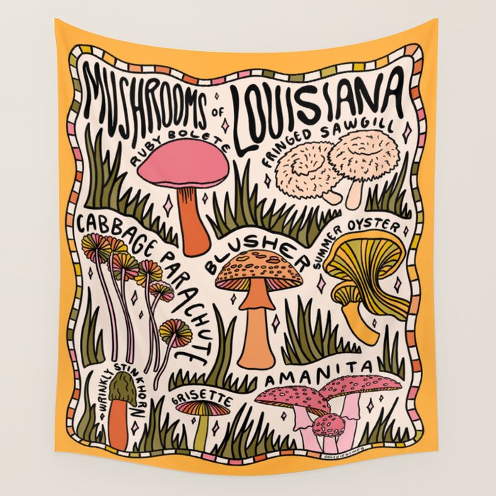 Mushrooms of Louisiana Wall Tapestry Gallery Image 1