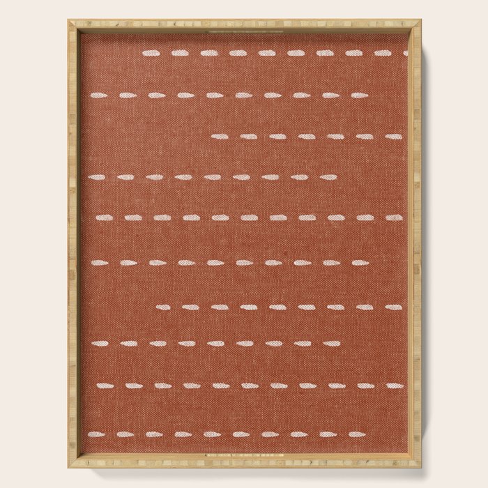 boho stitched stripes - ginger Serving Tray Gallery Image 1