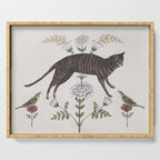 Brown Tabby with Birds Serving Tray Gallery Image 1
