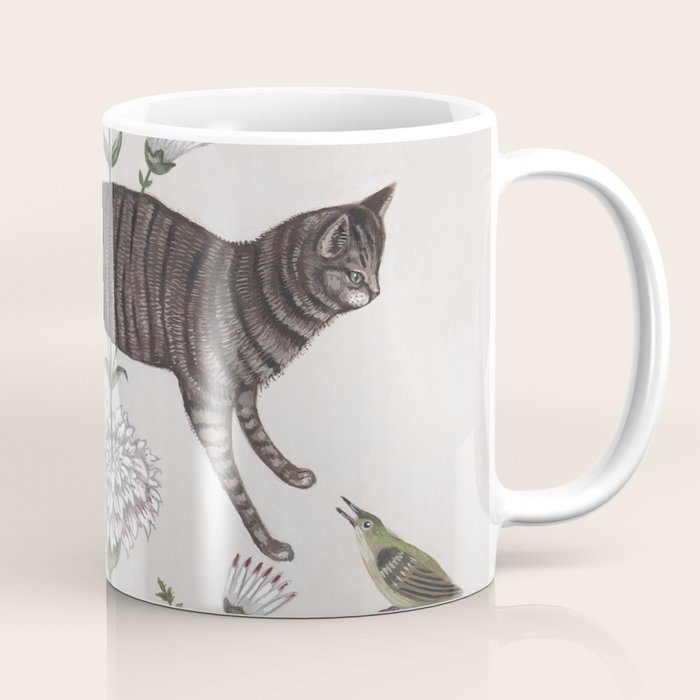 Brown Tabby with Birds Coffee Mug Gallery Image 1
