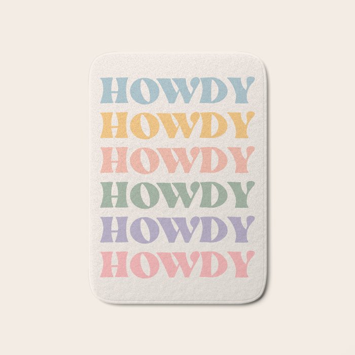 Howdy Colorful Retro Quote Bath Mat Gallery Image 1