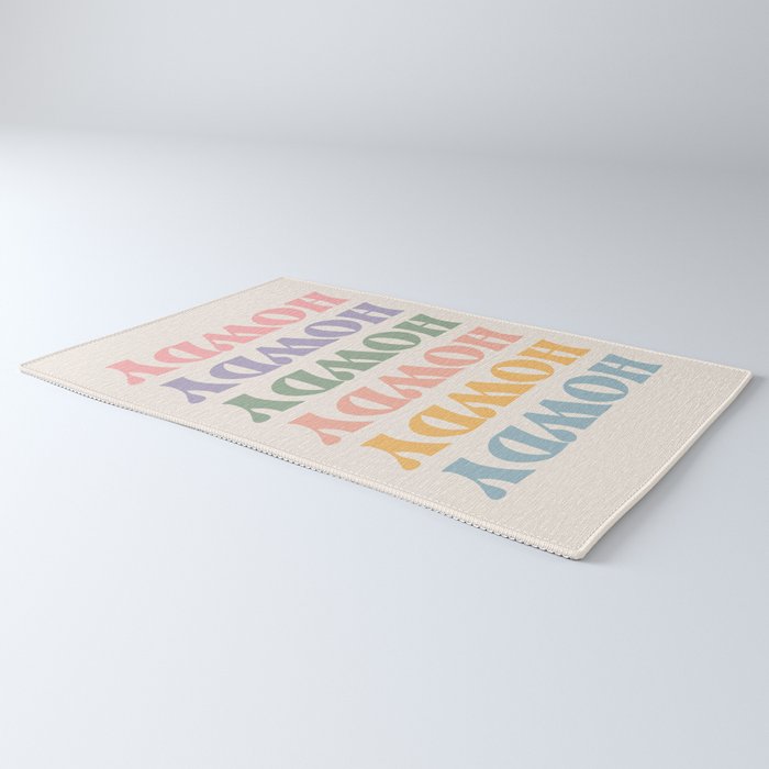 Howdy Colorful Retro Quote Rug Gallery Image 3
