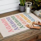 Howdy Colorful Retro Quote Outdoor Rug Gallery Image 2