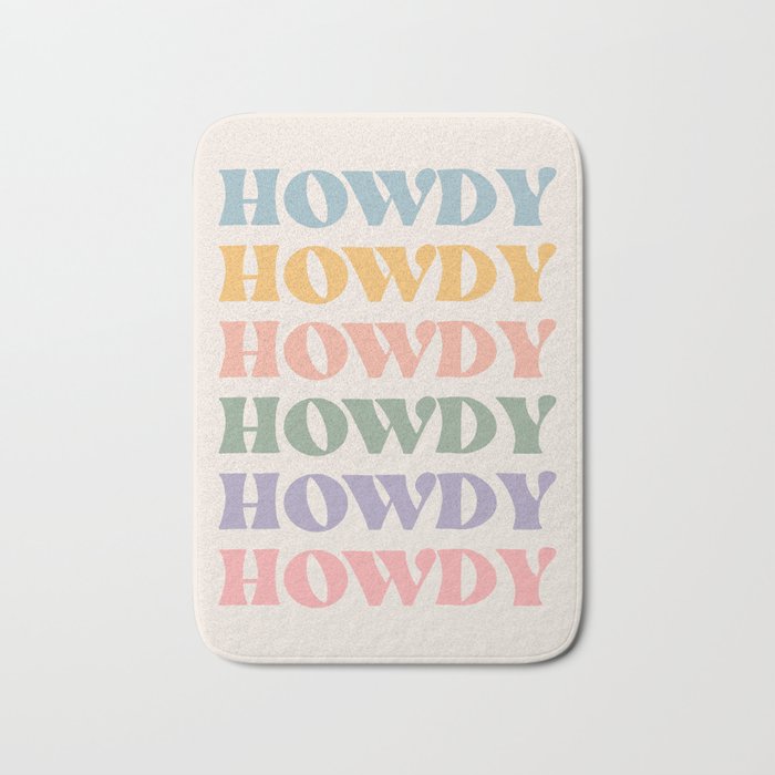 Howdy Colorful Retro Quote Bath Mat Gallery Image 1