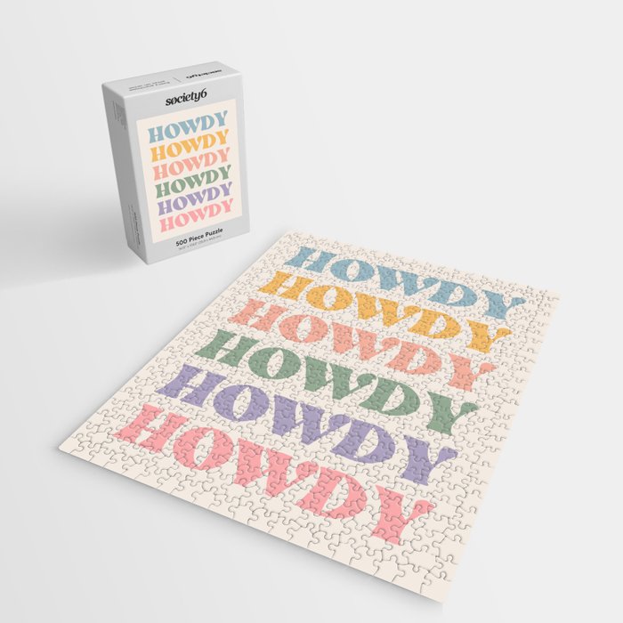 Howdy Colorful Retro Quote Jigsaw Puzzle Gallery Image 2