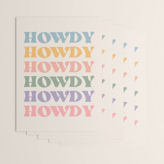 Howdy Colorful Retro Quote Wrapping Paper Gallery Image 3
