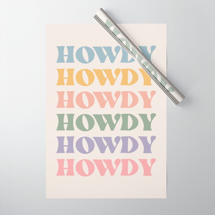 Howdy Colorful Retro Quote Wrapping Paper Gallery Image 1