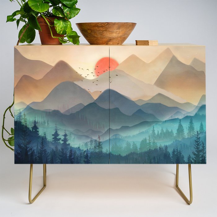 Wilderness Becomes Alive at Night Credenza Gallery Image 1