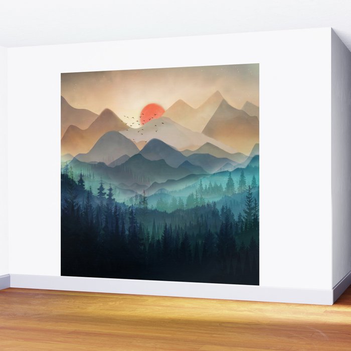 Wilderness Becomes Alive at Night Wall Mural Gallery Image 2