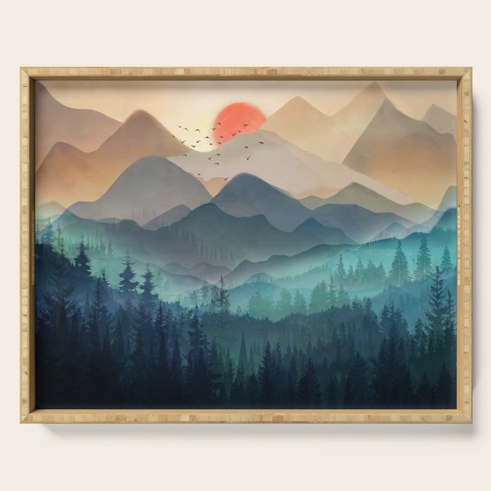 Wilderness Becomes Alive at Night Serving Tray Gallery Image 1