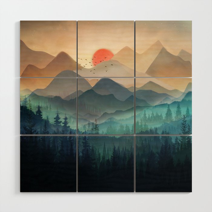 Wilderness Becomes Alive at Night Wood Wall Art Gallery Image 1