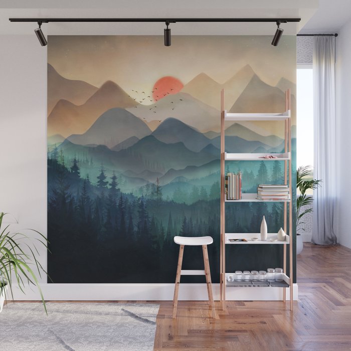 Wilderness Becomes Alive at Night Wall Mural Gallery Image 1