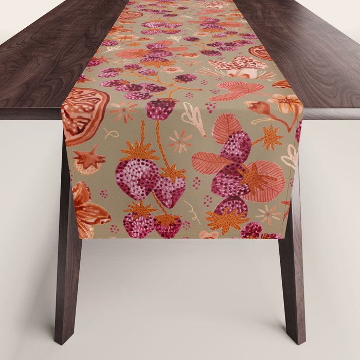Garden Vegetables and Fresh Fruit in Mocha Mousse Table Runner Gallery Image 1