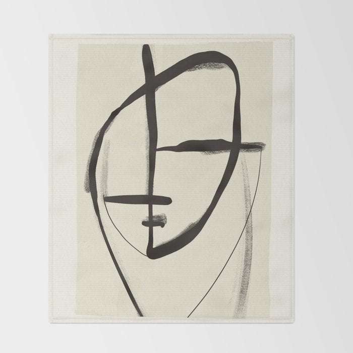 Modern Abstract Art Face 18 Throw Blanket Gallery Image 2