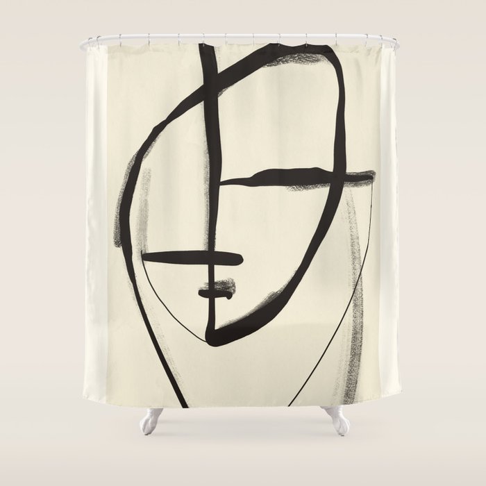 Modern Abstract Art Face 18 Shower Curtain Gallery Image 1