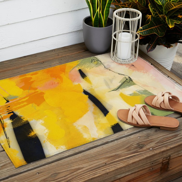 landscape abtract - paysage jaune Outdoor Rug Gallery Image 2