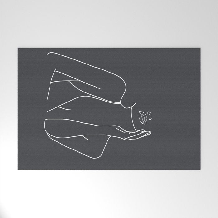 Minimal Line Art of a Woman Welcome Mat Gallery Image 1