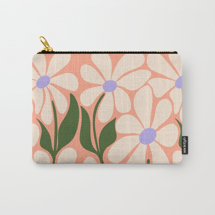 Oh, Daisy! Peach, off-white, purple and green Carry All Pouch Gallery Image 1