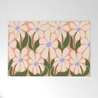 Oh, Daisy! Peach, off-white, purple and green Welcome Mat Gallery Image 1