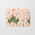 Oh, Daisy! Peach, off-white, purple and green Bath Mat Gallery Image 1