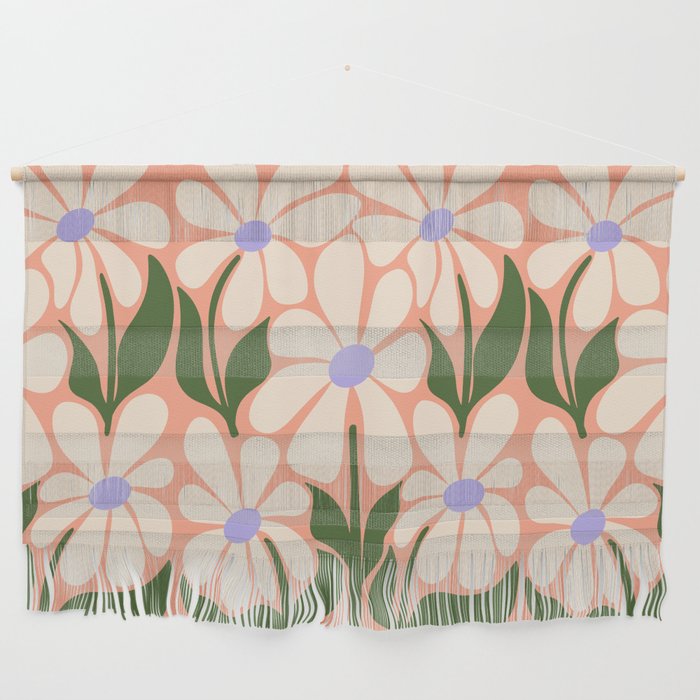 Oh, Daisy! Peach, off-white, purple and green Wall Hanging Gallery Image 1