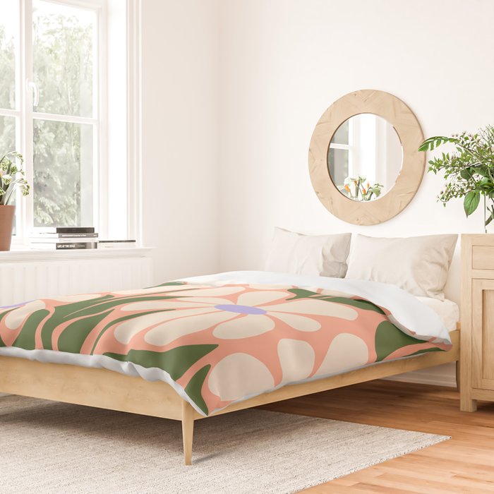 Oh, Daisy! Peach, off-white, purple and green Duvet Cover Gallery Image 2