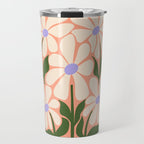 Oh, Daisy! Peach, off-white, purple and green Travel Mug Gallery Image 1