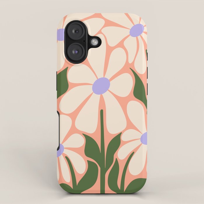 Oh, Daisy! Peach, off-white, purple and green iPhone Case Gallery Image 1