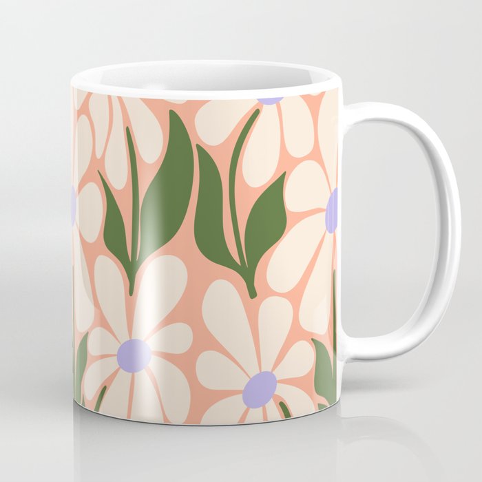 Oh, Daisy! Peach, off-white, purple and green Coffee Mug Gallery Image 1