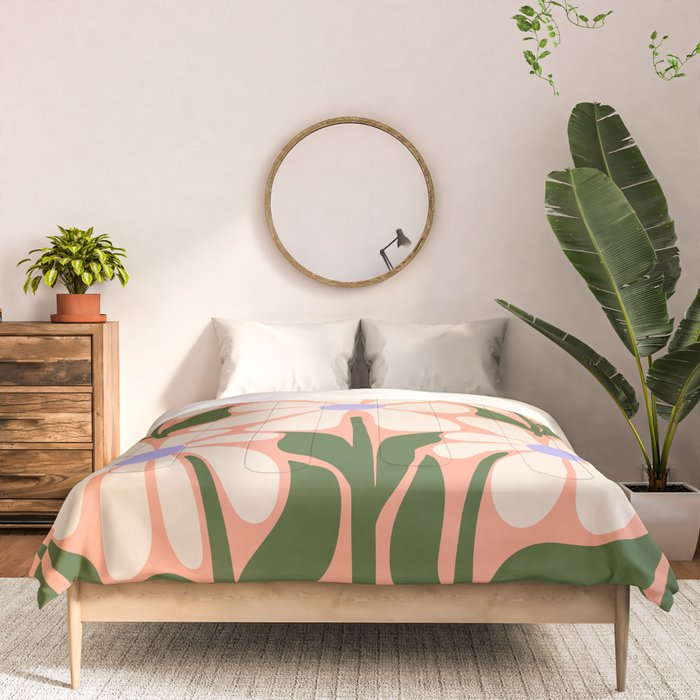 Oh, Daisy! Peach, off-white, purple and green Comforter Gallery Image 3